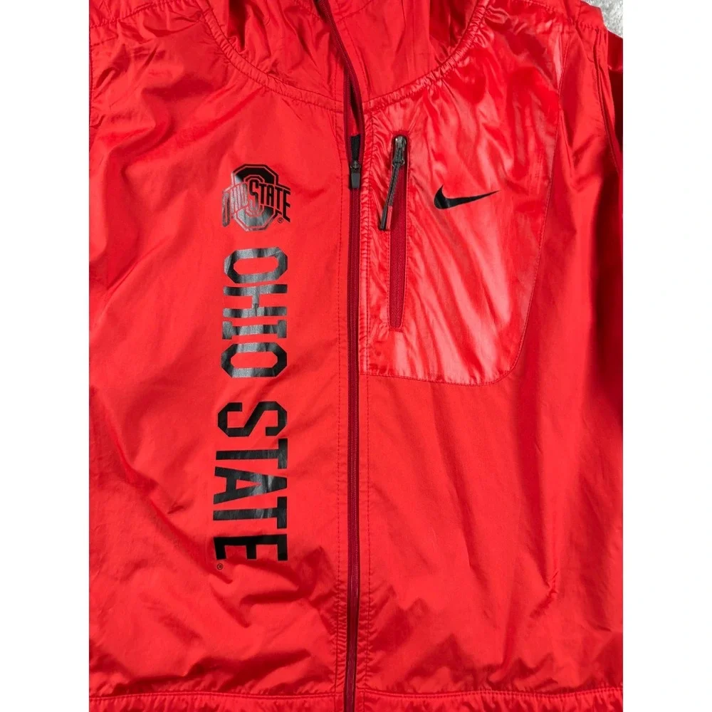 Nike Ohio State Buckeyes Womens Hooded Jacket Red Full Zip Windbreaker L